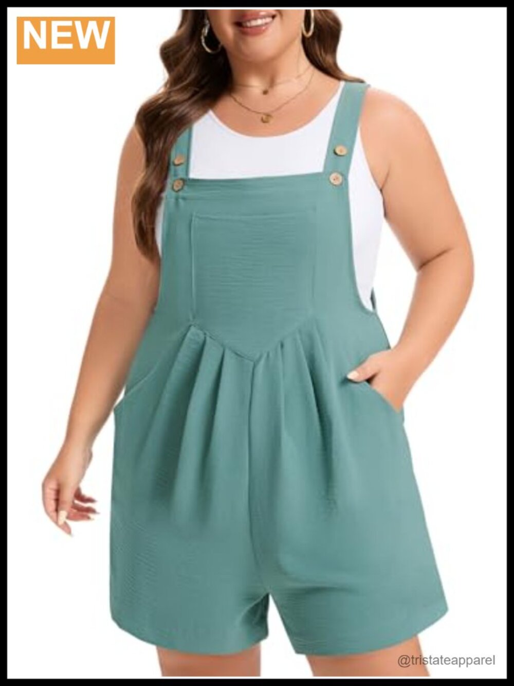 Plus Size Short Overalls Romper Adjustable Straps Pockets Casual Summer